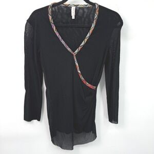 Sweet Pea by Stacy Frati Vintage Top‎ Womens S Black Mesh Goth Y2K Indie Boho